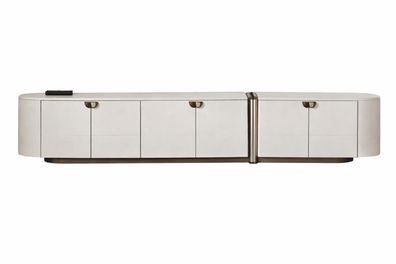 TV-Lowboard mit minimalistischer Form und eleganten Bronze-Akzenten