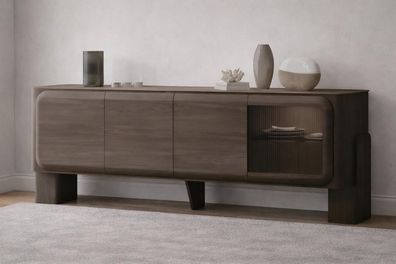 Stilvolles Braunes Sideboard Zeitgenössische Anrichte Wohnzimmer Möbel