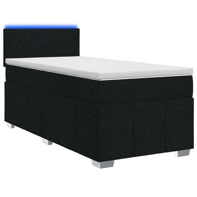 vidaXL Boxspringbett mit Matratze Schwarz 80 x 200 cm Stoff