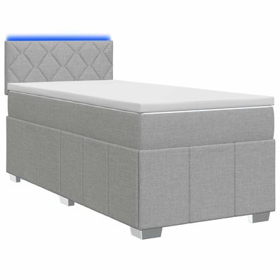 vidaXL Boxspringbett mit Matratze Hellgrau 90 x 200 cm Stoff
