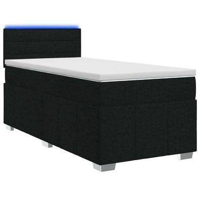 vidaXL Boxspringbett mit Matratze Schwarz 100 x 200 cm Stoff