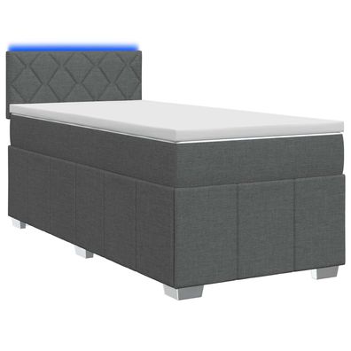 vidaXL Boxspringbett mit Matratze Dunkelgrau 100 x 200 cm Stoff