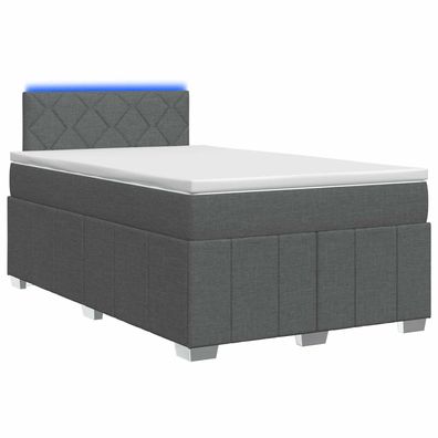 vidaXL Boxspringbett mit Matratze Dunkelgrau 120 x 190 cm Stoff