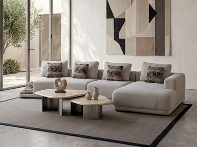 Wohnzimmer Sofa Moderner Stil Beige Lang Entspannend Komfortabel