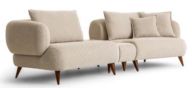 3-Sitzer Sofa Moderner Stil Beige Weiche Polsterung Elegantes Design