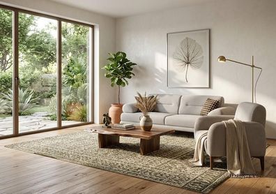 Wohnzimmer Möbel Moderner Stil Beige Holzgestell Kissen Komfortabel