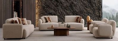 Wohnzimmer Möbel Moderner Stil Beige Holzgestell Komfortabel Entspannend