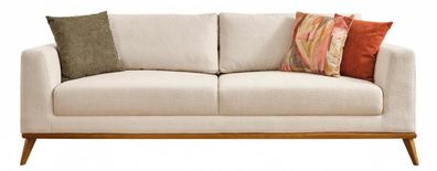 3-Sitzer-Sofa Moderner Stil Beige Farbe Holzrahmen Weiche Polsterung