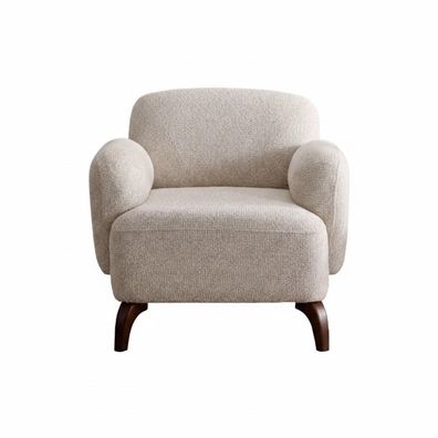 Wohnzimmer Sessel Moderner Stil Beige Holzgestell Weiches Kopfteil