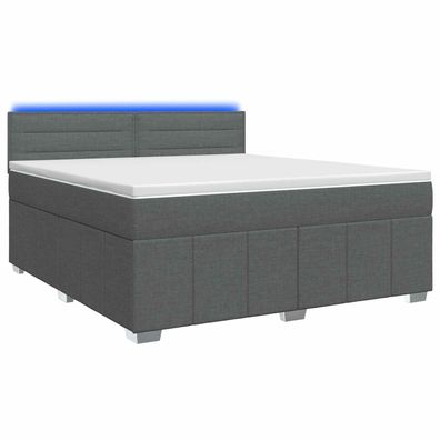 vidaXL Boxspringbett mit Matratze Dunkelgrau 140 x 200 cm Stoff