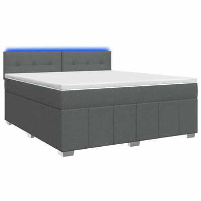 vidaXL Boxspringbett mit Matratze Dunkelgrau 140 x 200 cm Stoff