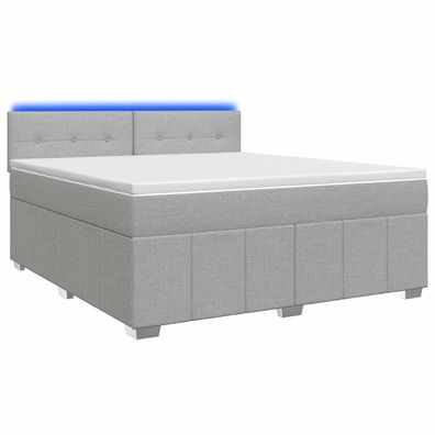 vidaXL Boxspringbett mit Matratze Hellgrau 160 x 200 cm Stoff