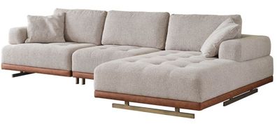 Ecksofa Moderner Stil Beige Stoffbezug Weiches Sofa Eleganter Stil