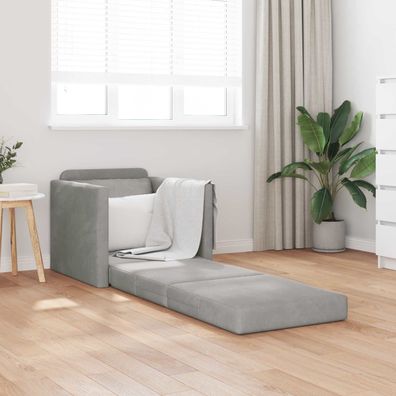 vidaXL Schlafsofa Hellgrau 74 x 77 x 81 cm Samt