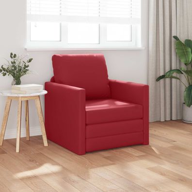 vidaXL Schlafsofa 60cm Weinrot Kunstleder