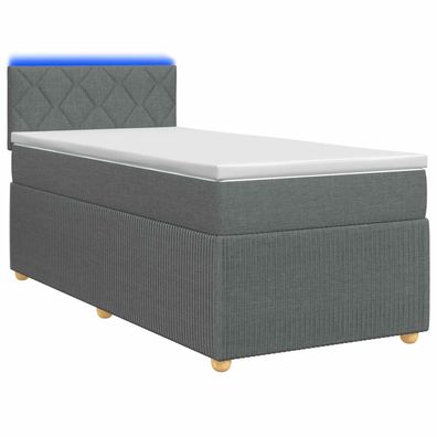 vidaXL Boxspringbett mit Matratze Dunkelgrau 100 x 200 cm Stoff