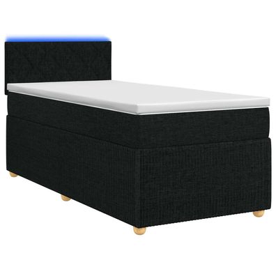 vidaXL Boxspringbett mit Matratze Schwarz 100 x 200 cm Stoff