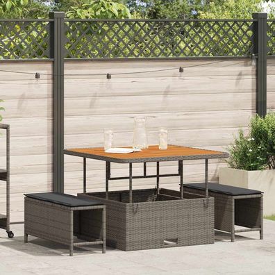 vidaXL Garten Essgruppe Grau Poly-Rattan