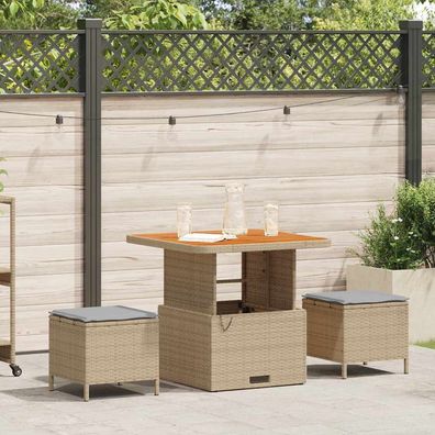vidaXL Garten Essgruppe Beige Poly-Rattan