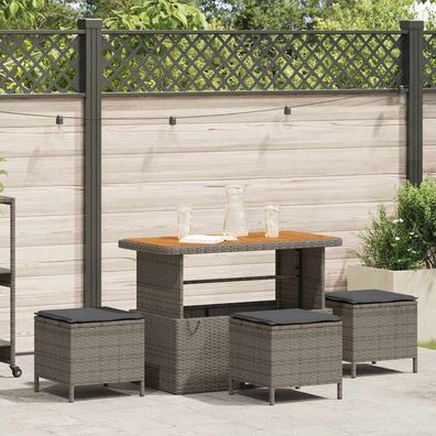 vidaXL Garten Essgruppe Grau Poly-Rattan