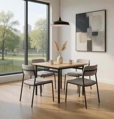 Quadratischer Couchtisch aus Holz Creme Anthrazit Modern