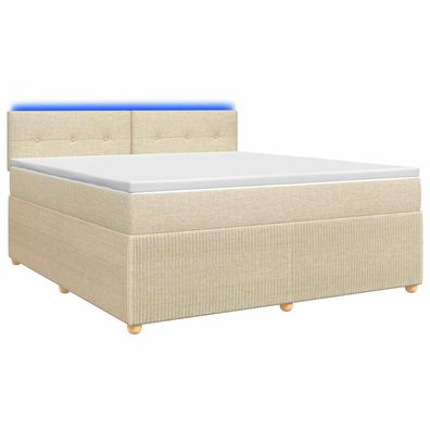 vidaXL Boxspringbett mit Matratze Creme 140 x 190 cm Stoff