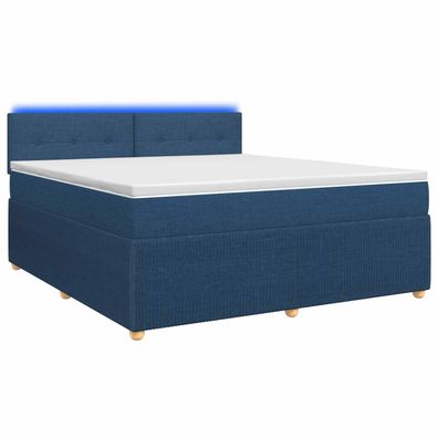 vidaXL Boxspringbett mit Matratze mit Kopfteil Blau 140 x 190 cm Stoff