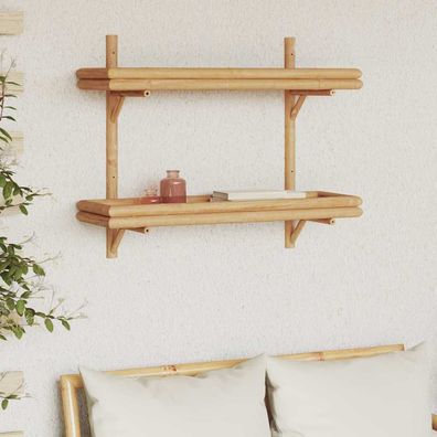 vidaXL Wandregal mit Regal Wandmontiert Braun 75 x 26 x 60 cm Bambus