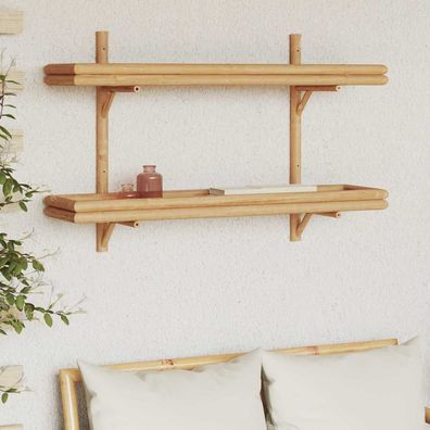 vidaXL Wandregal mit Regal Wandmontiert Braun 100 x 26 x 60 cm Bambus