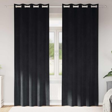 vidaXL Verdunkelungsvorhänge 2 pcs Schwarz 140 x 225 cm Samt