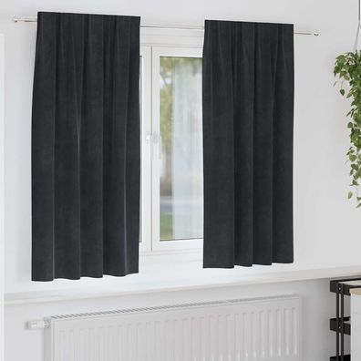 vidaXL Verdunkelungsvorhänge 2 pcs Schwarz 140 x 175 cm Samt