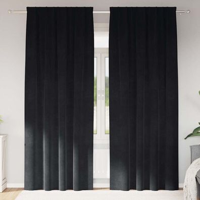 vidaXL Verdunkelungsvorhänge 2 pcs Schwarz 140 x 260 cm Samt