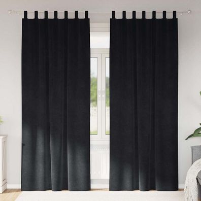 vidaXL Verdunkelungsvorhänge 2 pcs Schwarz 140 x 225 cm Samt