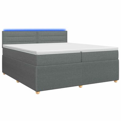 vidaXL Boxspringbett mit Matratze Dunkelgrau 200 x 200 cm Stoff