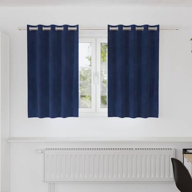 vidaXL Verdunkelungsvorhänge 2 pcs Dunkelblau 140 x 140 cm Samt