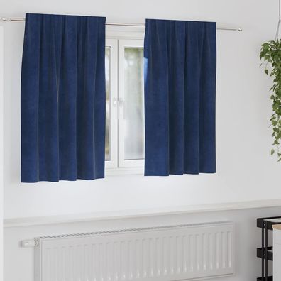 vidaXL Verdunkelungsvorhänge 2 pcs Dunkelblau 140 x 140 cm Samt