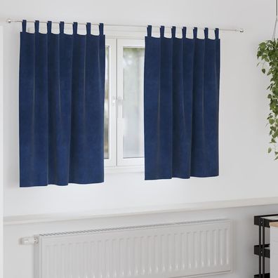 vidaXL Verdunkelungsvorhänge 2 pcs Dunkelblau 140 x 140 cm Samt