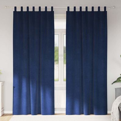 vidaXL Verdunkelungsvorhänge 2 pcs Dunkelblau 140 x 225 cm Samt