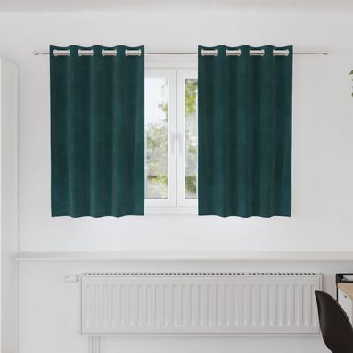 vidaXL Verdunkelungsvorhänge 2 pcs Dunkelgrün 140 x 140 cm Samt