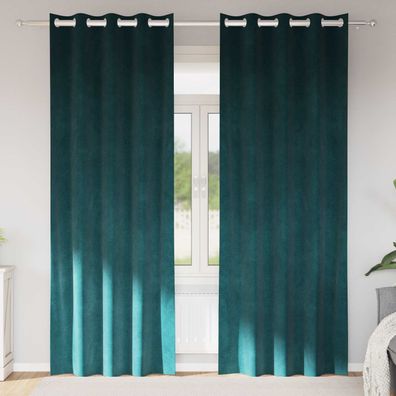 vidaXL Verdunkelungsvorhänge 2 pcs Dunkelgrün 140 x 245 cm Samt