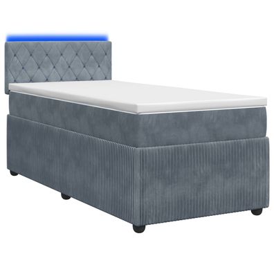 vidaXL Boxspringbett mit Matratze Dunkelgrau 90 x 190 cm Samt