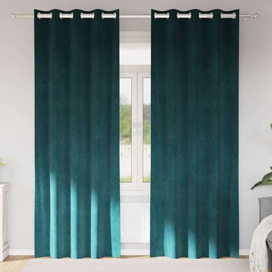vidaXL Verdunkelungsvorhänge 2 pcs Dunkelgrün 140 x 260 cm Samt