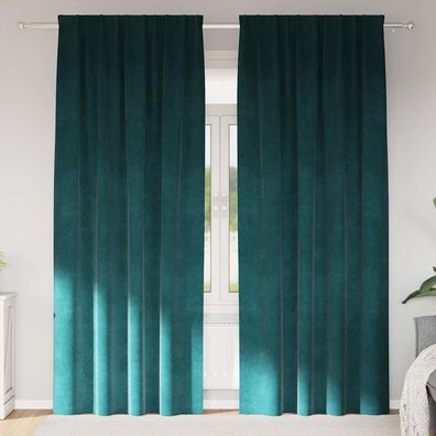 vidaXL Verdunkelungsvorhänge 2 pcs Dunkelgrün 140 x 225 cm Samt