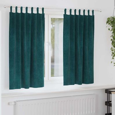 vidaXL Verdunkelungsvorhänge 2 pcs Dunkelgrün 140 x 175 cm Samt