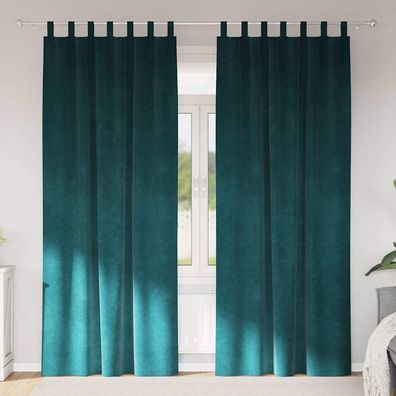 vidaXL Verdunkelungsvorhänge 2 pcs Dunkelgrün 140 x 225 cm Samt