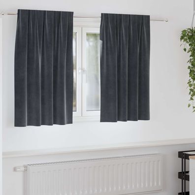 vidaXL Verdunkelungsvorhänge 2 pcs Dunkelgrau 140 x 140 cm Samt