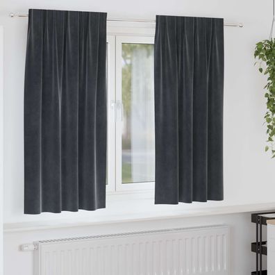 vidaXL Verdunkelungsvorhänge 2 pcs Dunkelgrau 140 x 175 cm Samt