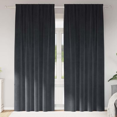vidaXL Verdunkelungsvorhänge 2 pcs Dunkelgrau 140 x 245 cm Samt