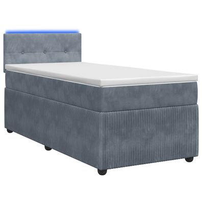 vidaXL Boxspringbett mit Matratze Dunkelgrau 90 x 200 cm Samt