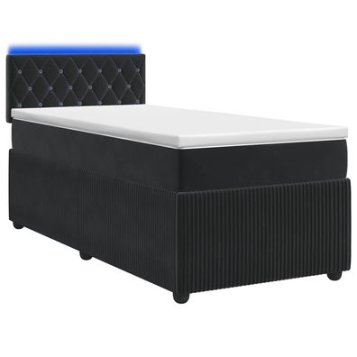 vidaXL Boxspringbett mit Matratze Schwarz 100 x 200 cm Samt